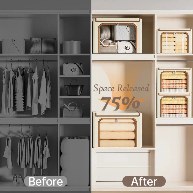 3-Pack Large 66L Closet Storage Bins