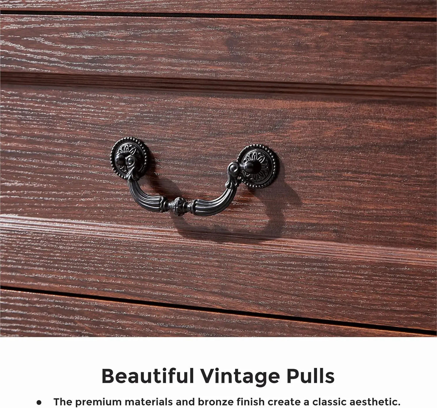 Farmhouse Cherry Wood Dresser Wide Drawer Chest of Drawers Rustic Bedroom Storage Furniture
