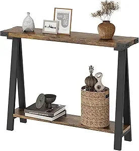 Farmhouse Entryway Console Table with Storage Shelves