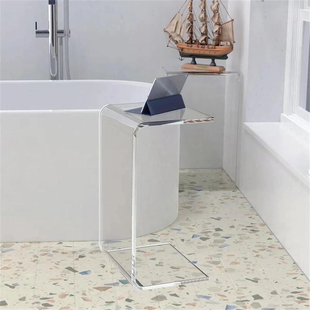 Modern Acrylic C-Shaped Transparent Side Table
