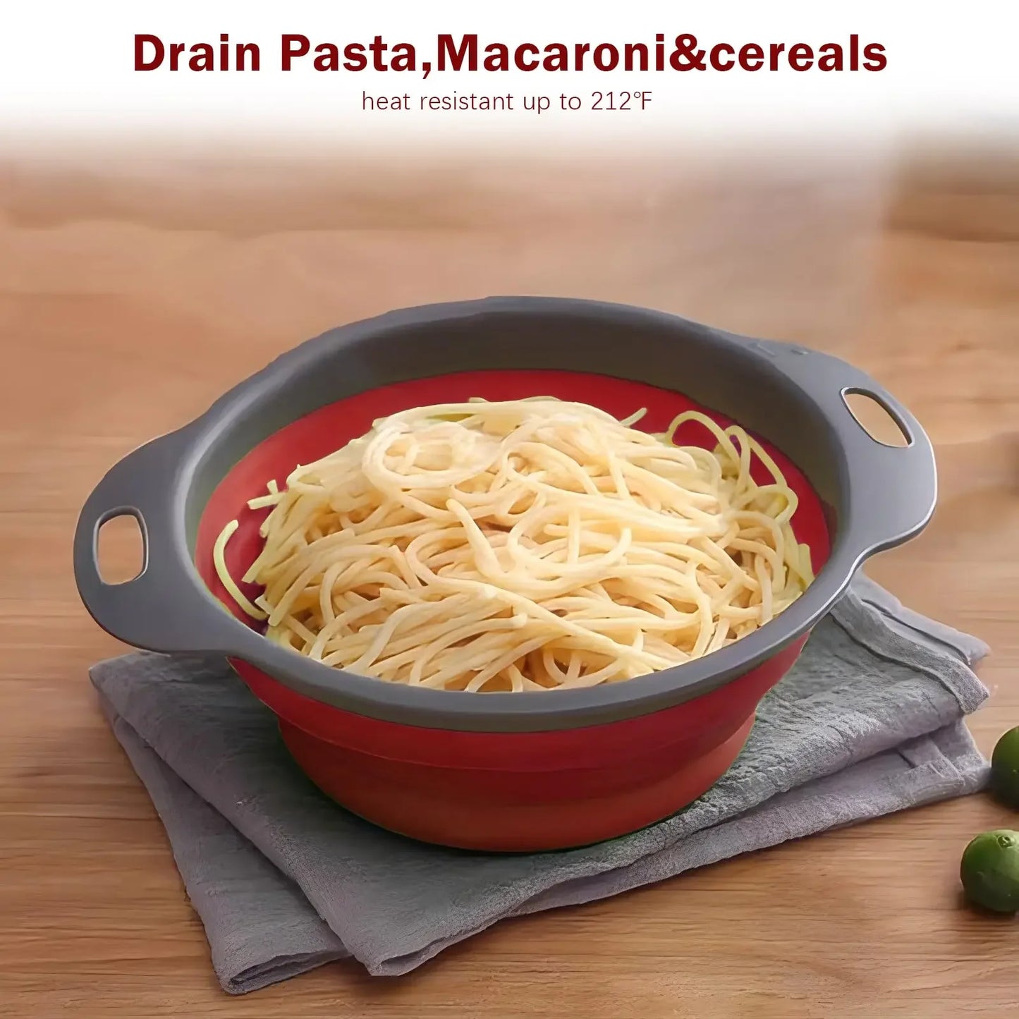 Collapsible Silicone Colander Strainer Set of 2