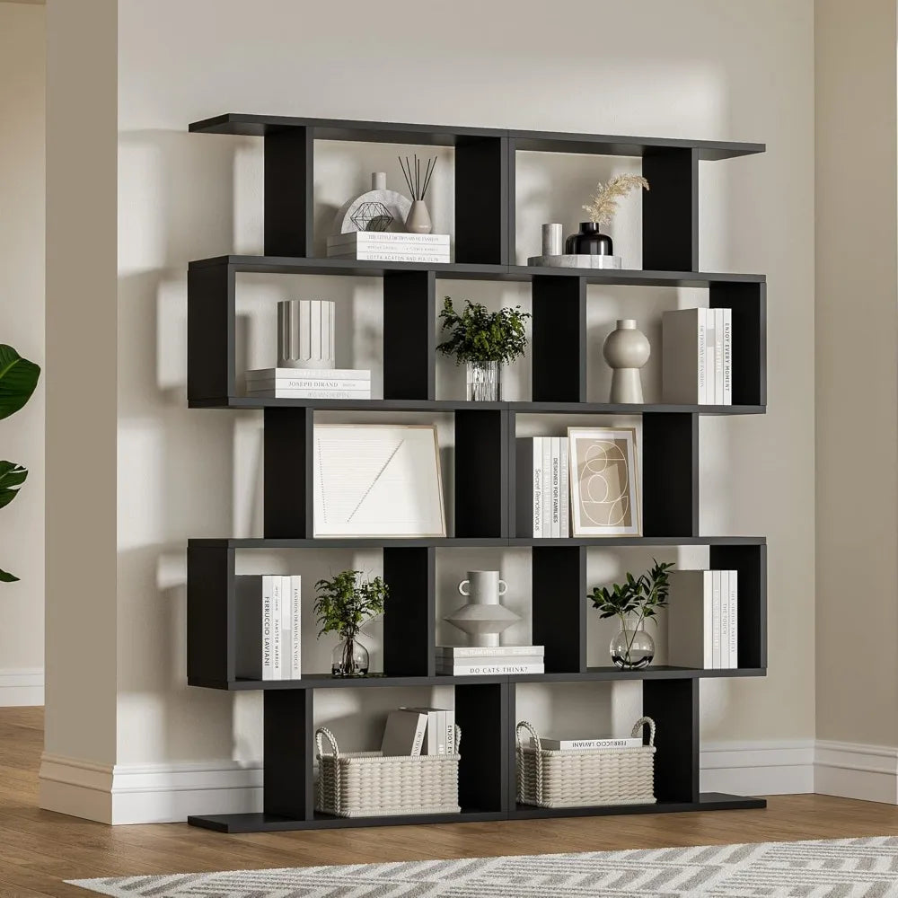 5-Tier S-Shaped Bookcase Set