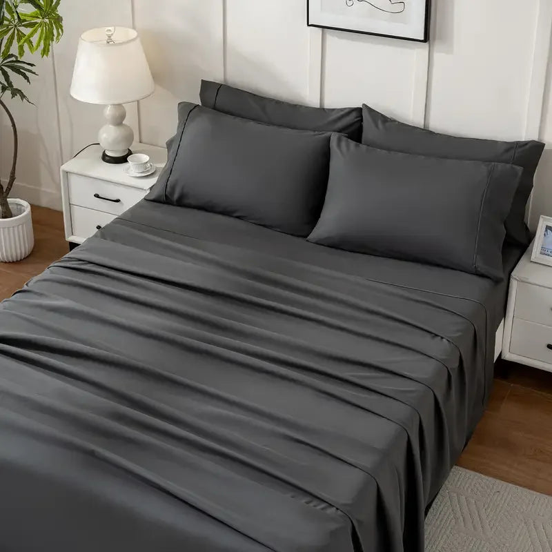 Bamboo Cooling Queen Size Sheet Set – 4-Piece/6-Piece Ultra Soft Breathable Bedding for Hot Sleepers, Deep Pocket Bed Sheets for Kids & Adults