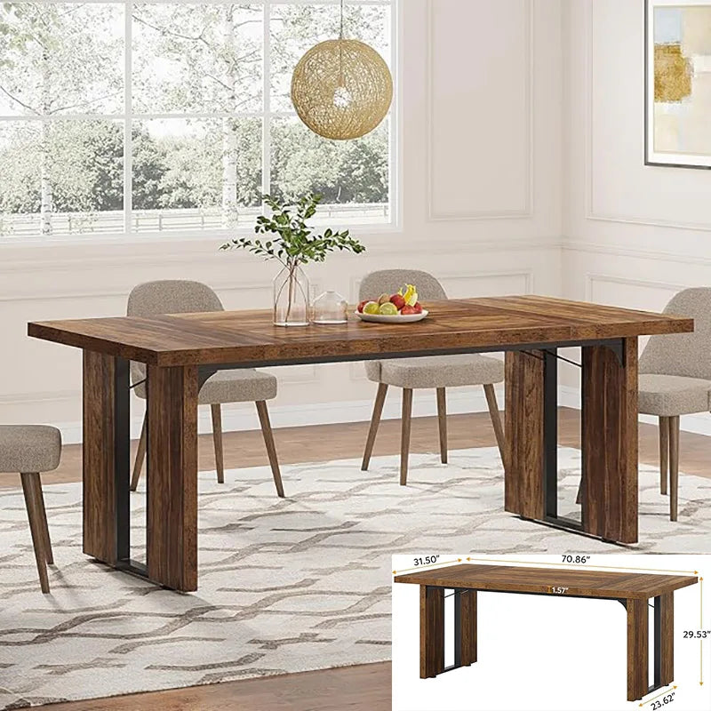 63-Inch Farmhouse Dining Table for 4–6 People – Large Rectangular Kitchen & Dining Room Table, Modern Rustic Wooden Dining Table for Home, Living Room & Breakfast Nook