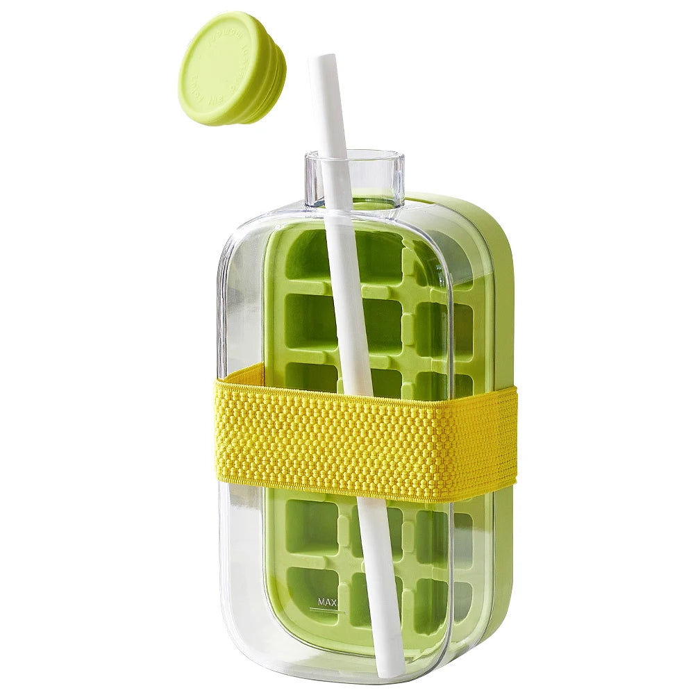 Portable Ice Mold Cooler Cup – Large Capacity Ice Cube Maker Bottle & Drink Chiller for Camping, Hiking, Outdoor Travel & Home Use