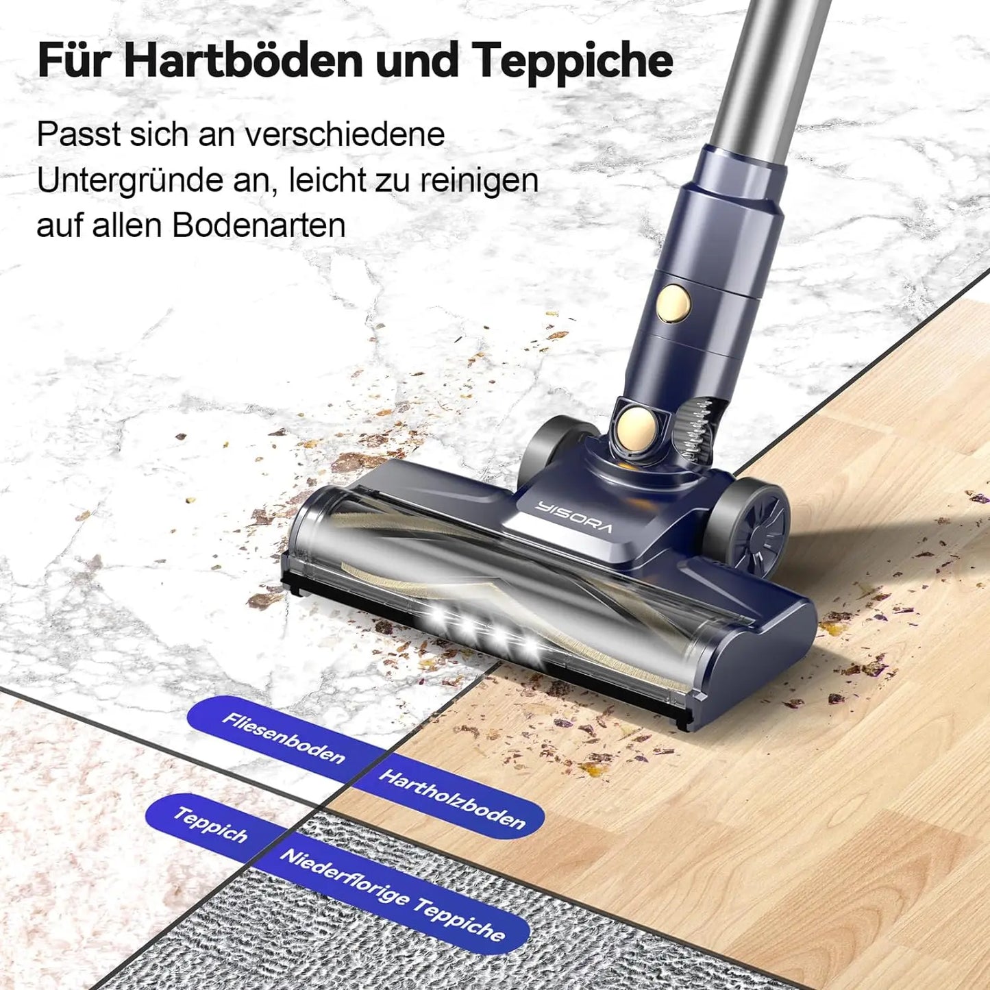 YISORA 6-in-1 Corded Stick Vacuum Cleaner – 600W 23KPa Powerful Handheld Vacuum for Hard Floors, Carpets & Pet Hair, Free-Standing Lightweight Cleaner