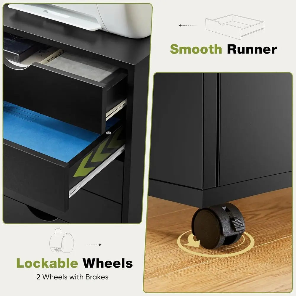 7 Drawer Mobile Storage Cabinet with Wheels – Wooden Dresser Organizer for Home & Office