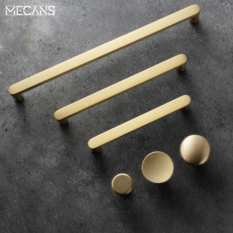 Solid Brass Cabinet Handles & Drawer Pulls – Pure Copper Bar Knobs for Kitchen & Furniture
