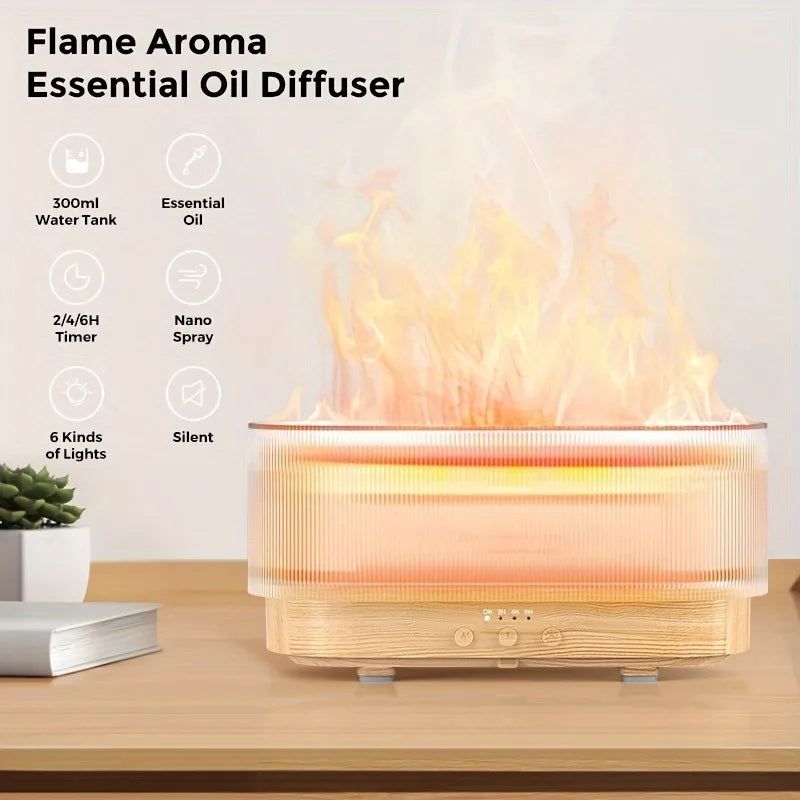 SEJOY 300ml Flame Aromatherapy Ultrasonic Oil Diffuser