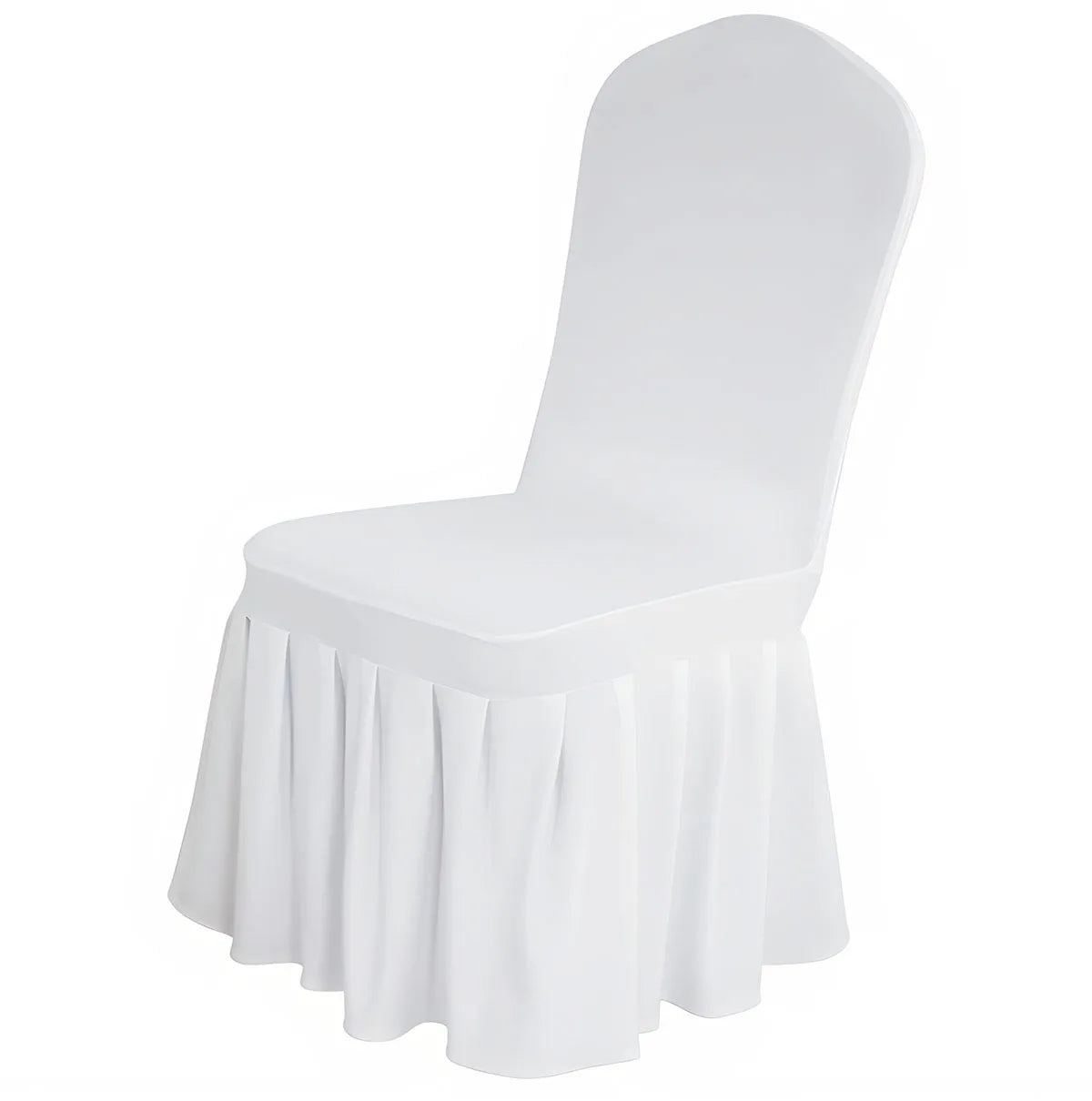50/100PCS White Spandex Pleated Chair Covers – Stretch Seat Covers for Weddings, Banquets, Hotels, Parties & Event Decorations