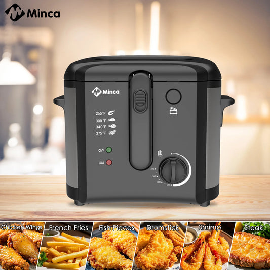 M Minca 2.5L Compact Air Fryer 1500W Non-Stick with Temperature Control & Easy-Clean Detachable Lid