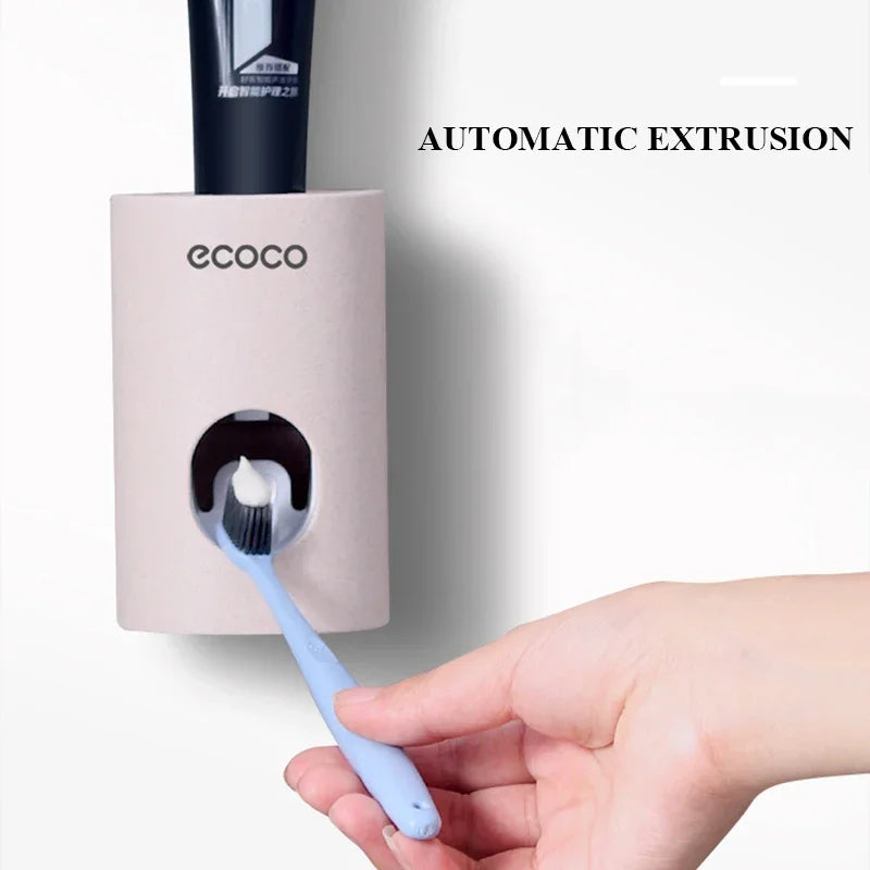 Wall Mounted Automatic Toothpaste Dispenser Toothbrush Holder