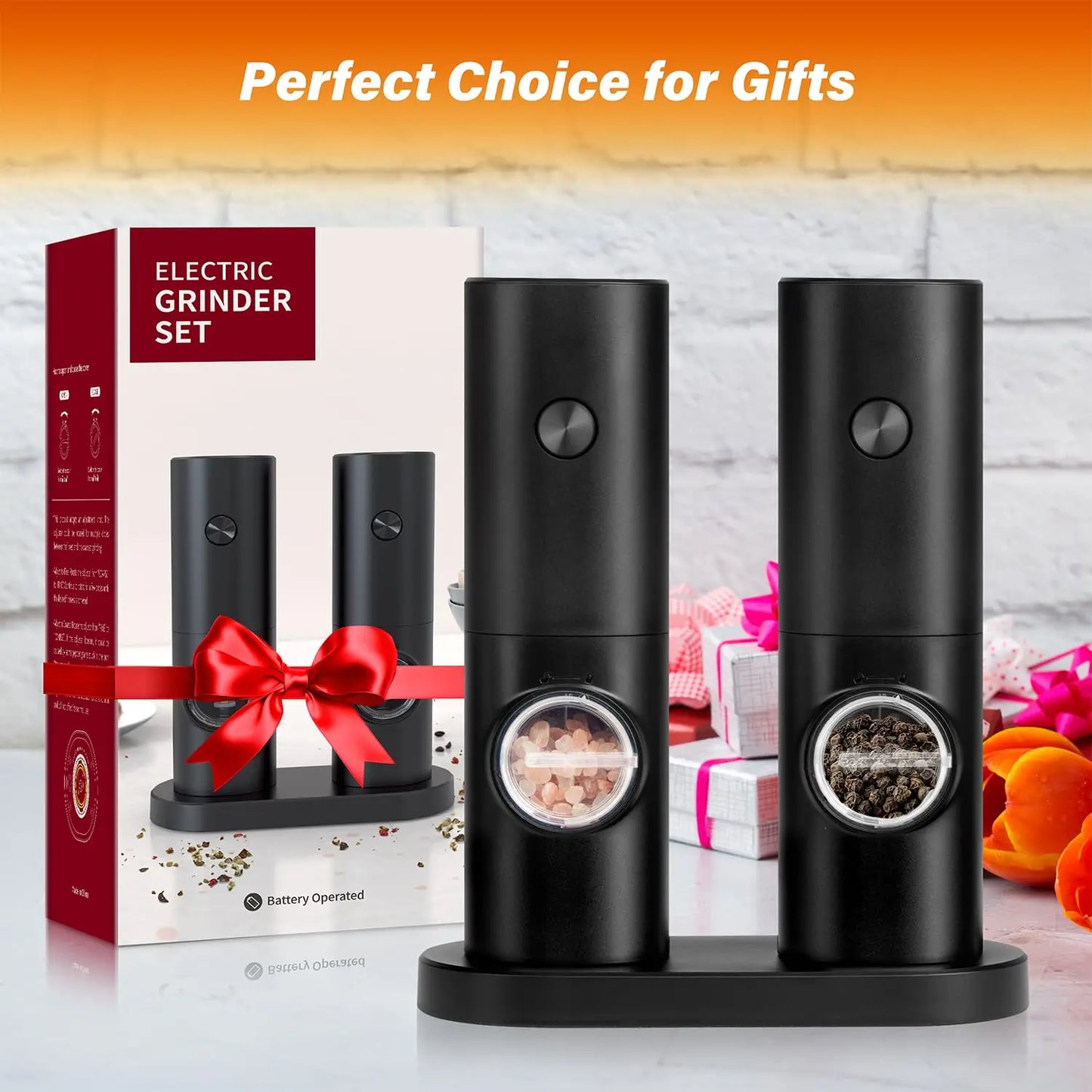 Electric Salt and Pepper Grinder Set