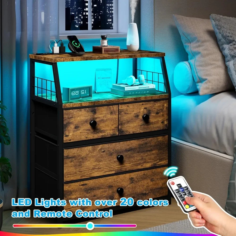 Nightstand Set with LED Charging Station