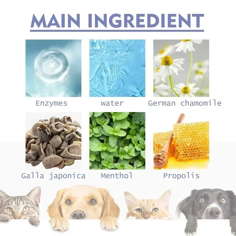 Pet Teeth Cleaning Spray for Dogs & Cats – Oral Care Dental Spray for Fresh Breath, Plaque & Tartar Removal, Teeth Whitening & Bad Breath Control