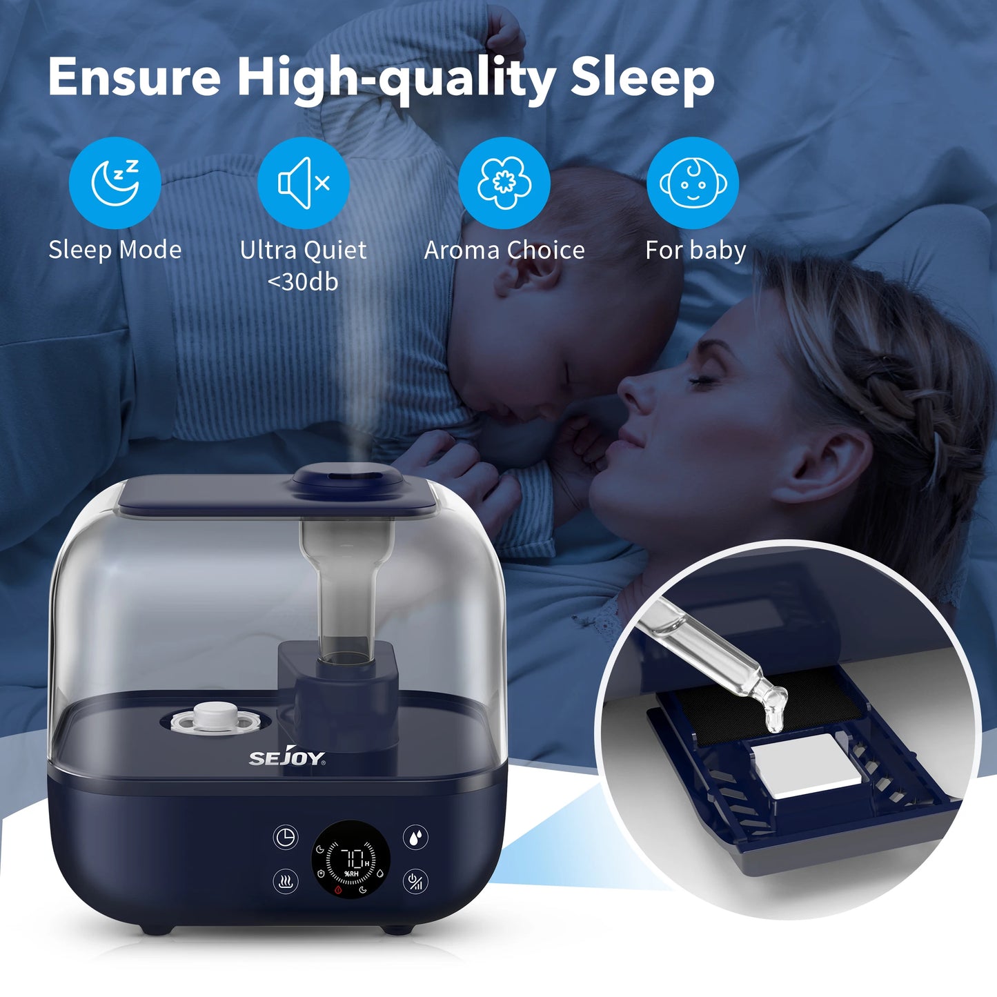 Sejoy 5L Bedroom Humidifier with Aromatherapy