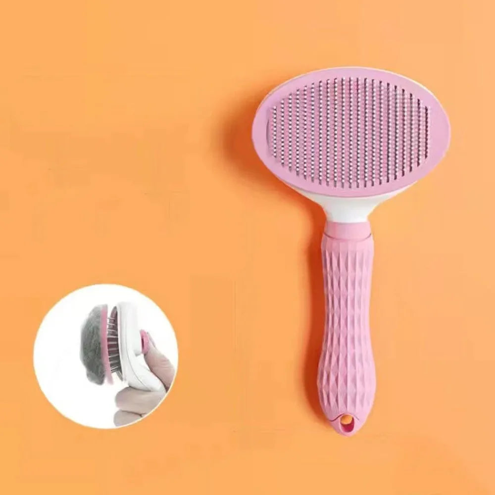 Stainless Steel Pet Grooming Brush – Dog & Cat Deshedding Comb for Long Hair, Detangling Undercoat Rake Grooming Tool for Dogs & Cats