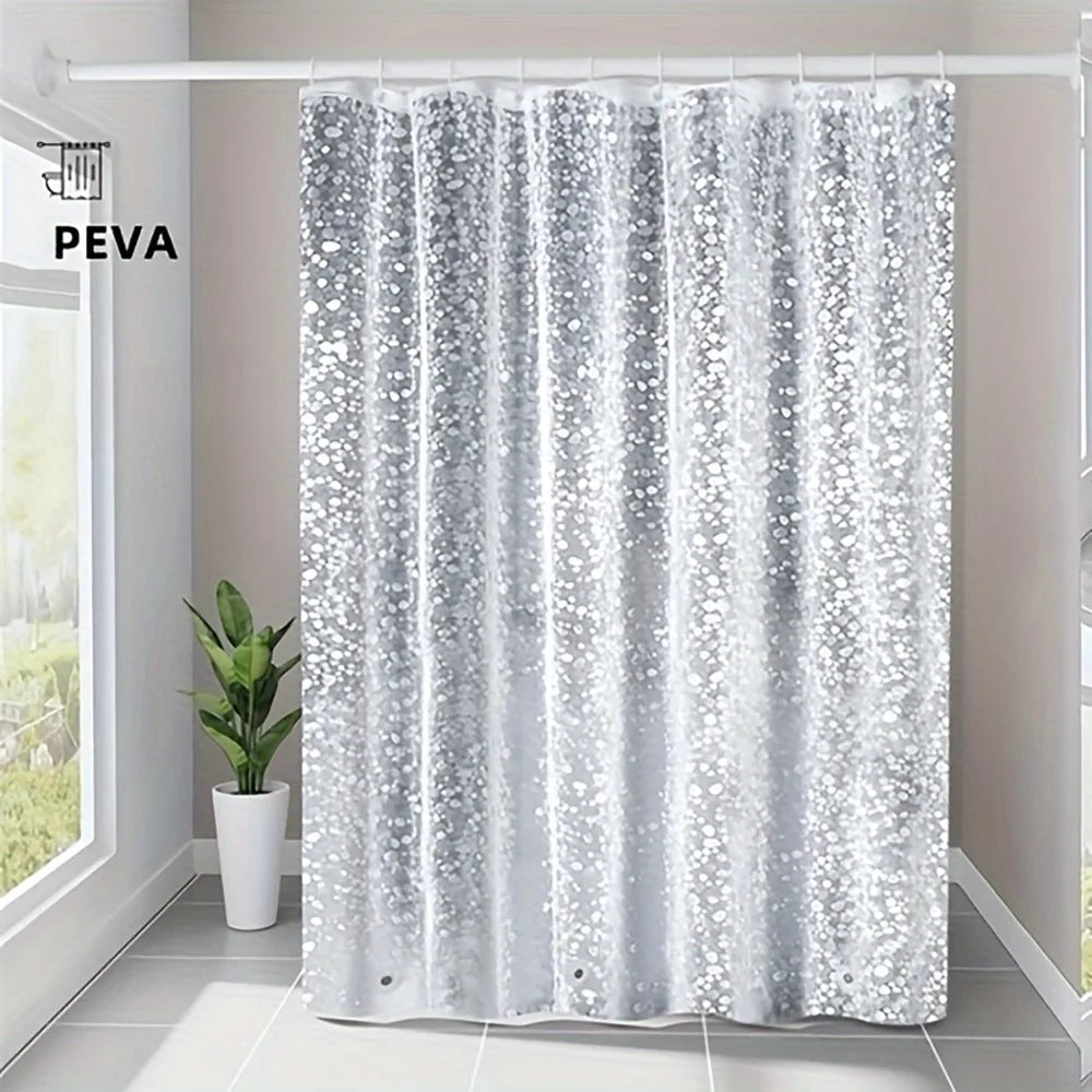 3D Pebble Pattern Shower Curtain Liner – Heavy-Duty PEVA with Weighted Magnets, Waterproof & Mildew-Resistant, 71x71 Inches