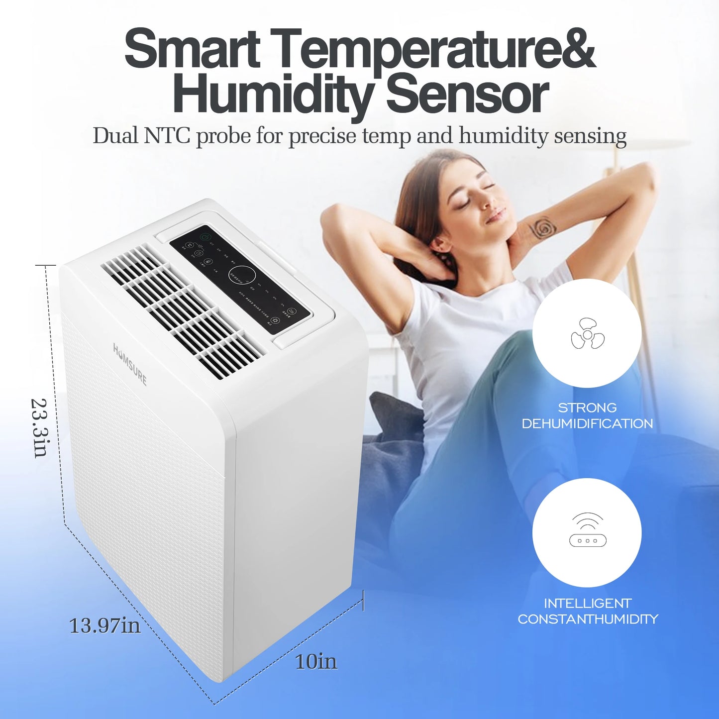 70-Pint Dehumidifier for Home & Basement – Covers 4500 Sq Ft with Auto Defrost & Drain Hose