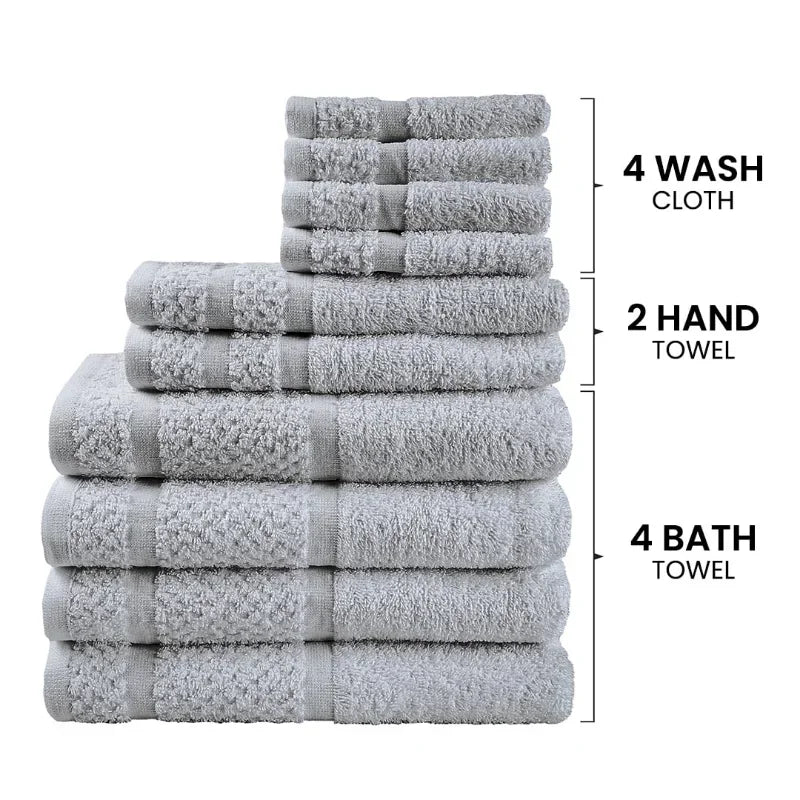 Luxury 10-Piece Ultra Soft Grey Towel Set