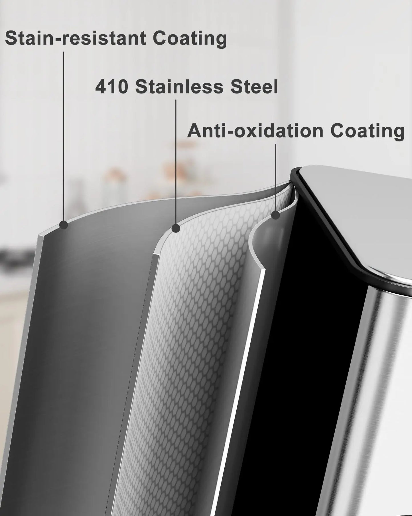 60L/90L Stainless Steel Triple Compartment Trash Can – Soft-Close Step Garbage Bin with Fingerprint-Resistant Finish for Kitchen Recycling & Waste Sorting