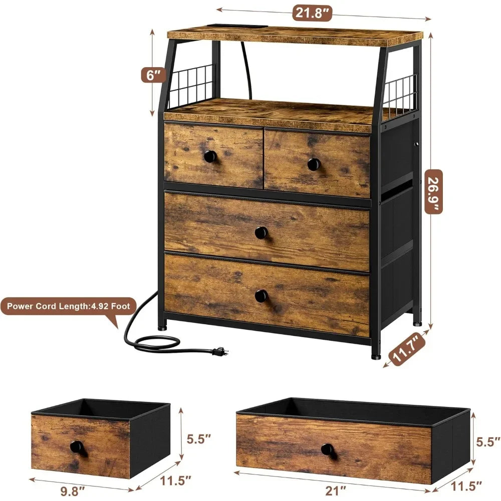 Nightstand Set with LED Charging Station