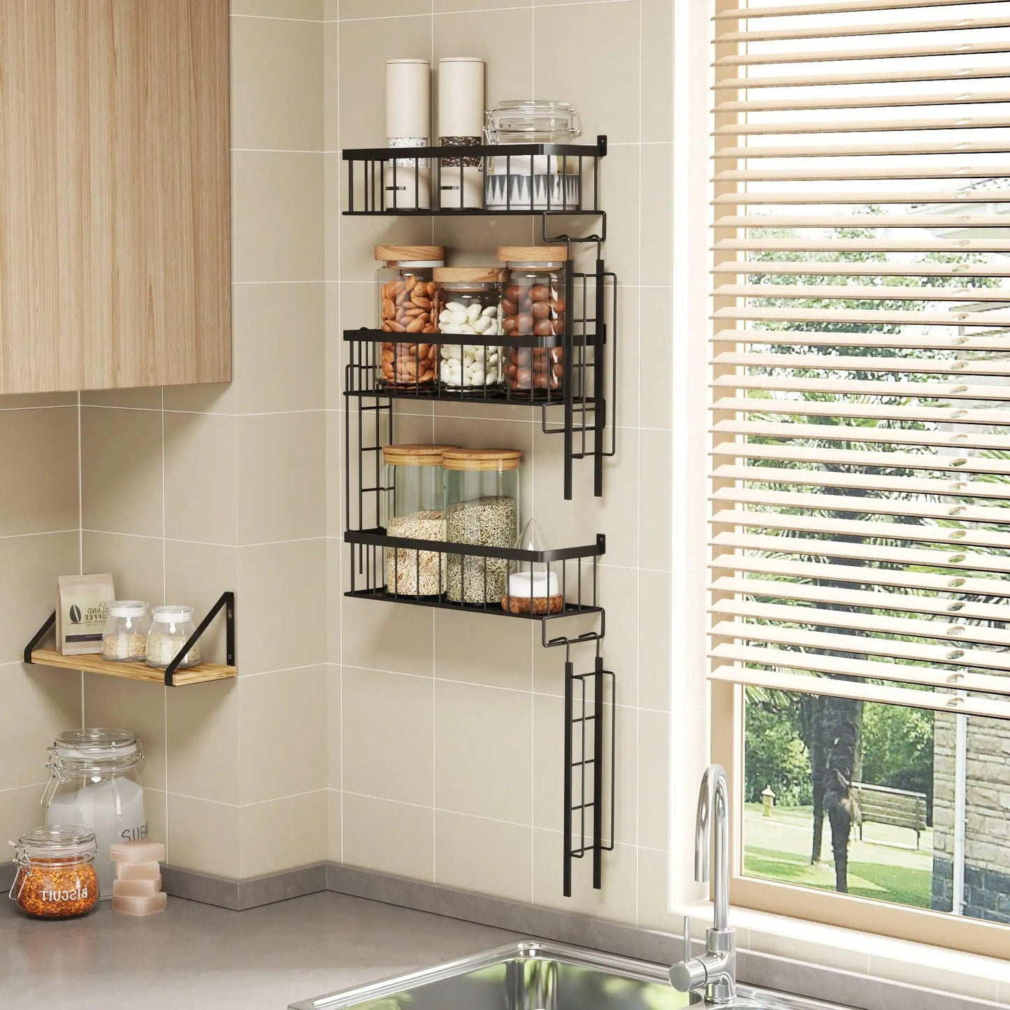 Fire Escape Wall Shelf New York Decorative Floating Shelf Black Metal Ladder Shelf Trinket Storage Wall Art for Home Decor