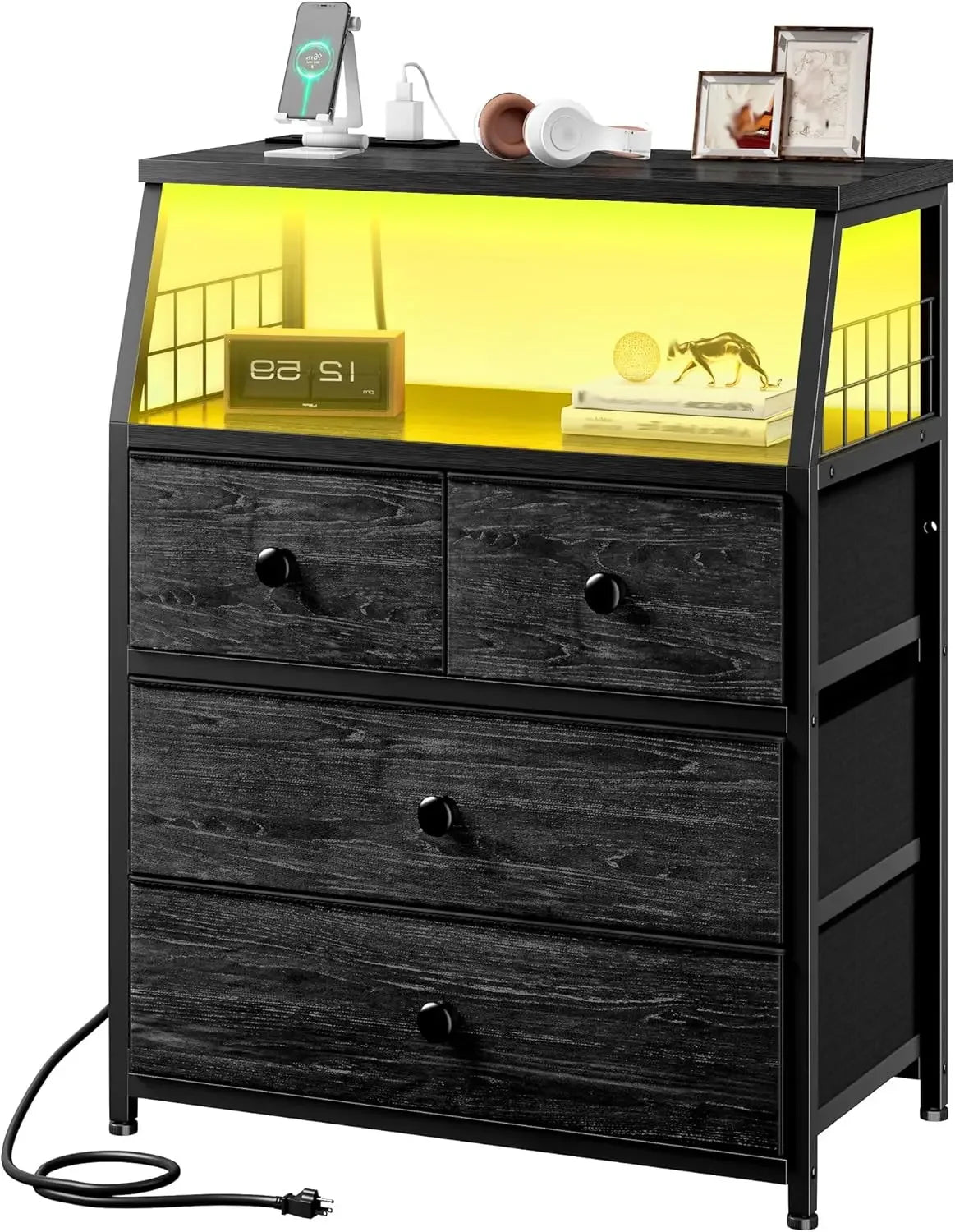 Nightstand Set with LED Charging Station