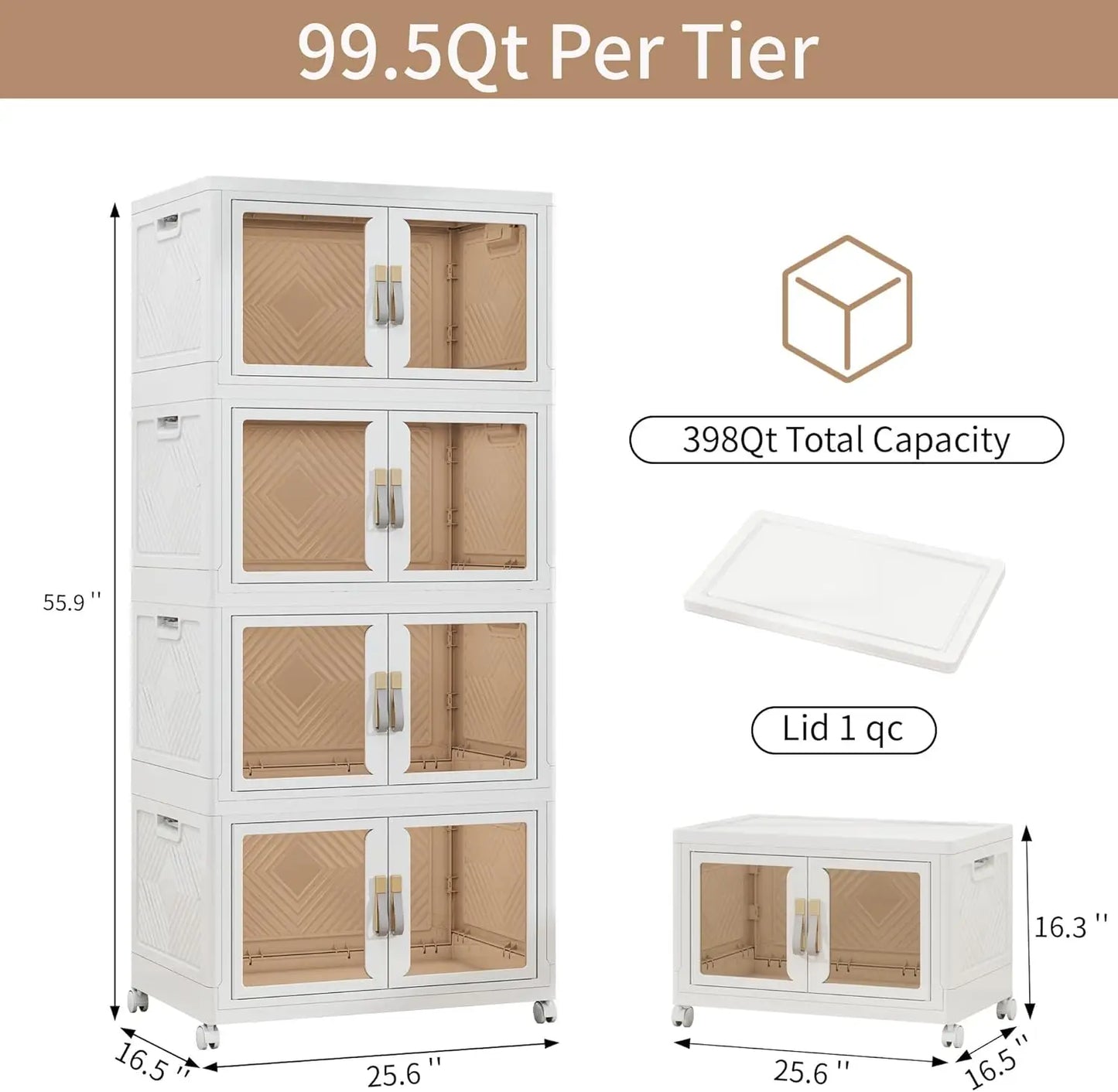 Large Clear Stackable Storage Bins with Lids – Foldable Cabinet Organizer for Home & Office