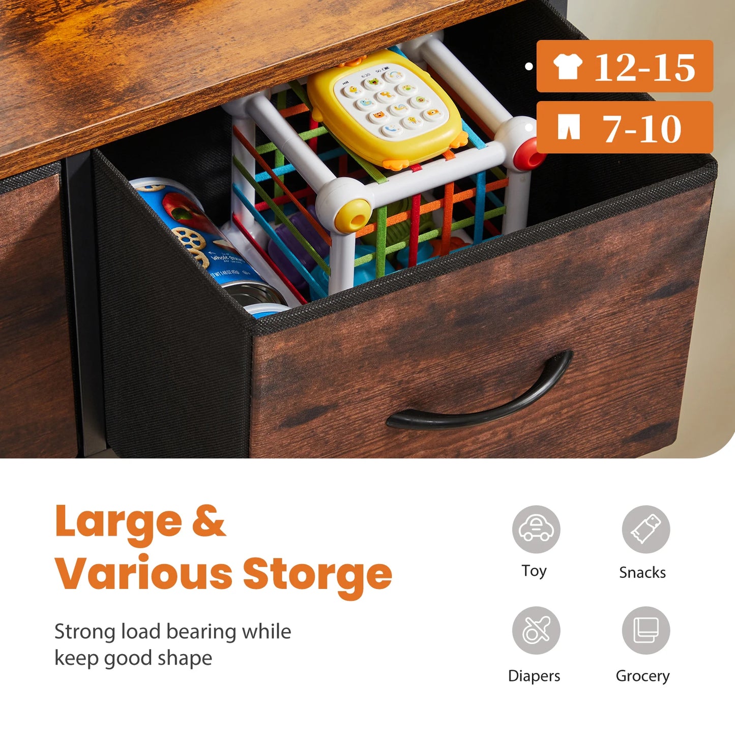 JHK 9-Drawer Fabric Storage Dresser