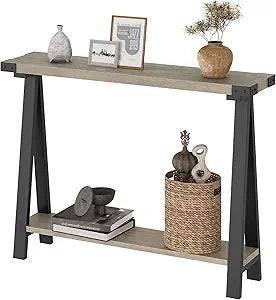 Farmhouse Entryway Console Table with Storage Shelves