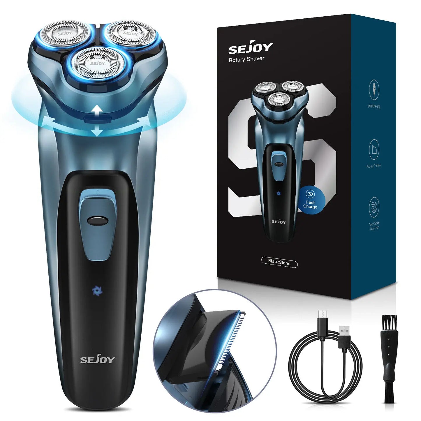 Sejoy 3D Rotary Rechargeable Electric Shaver for Men