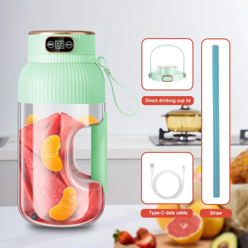 1000ML Portable USB Juicer Blender – Rechargeable Fruit & Smoothie Maker Cup for Lemon, Orange & Fresh Drinks