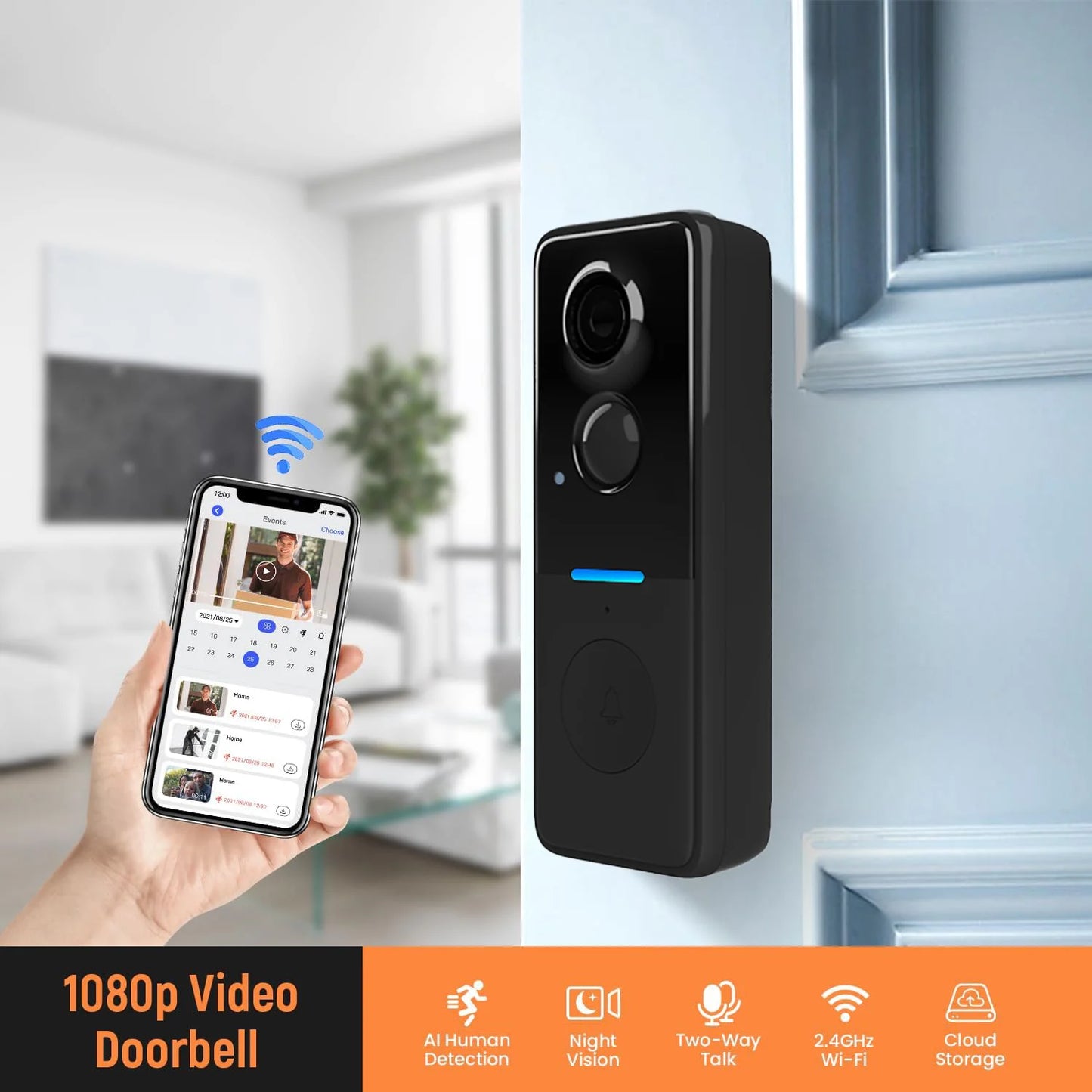 Wireless Smart Video Doorbell with Audio