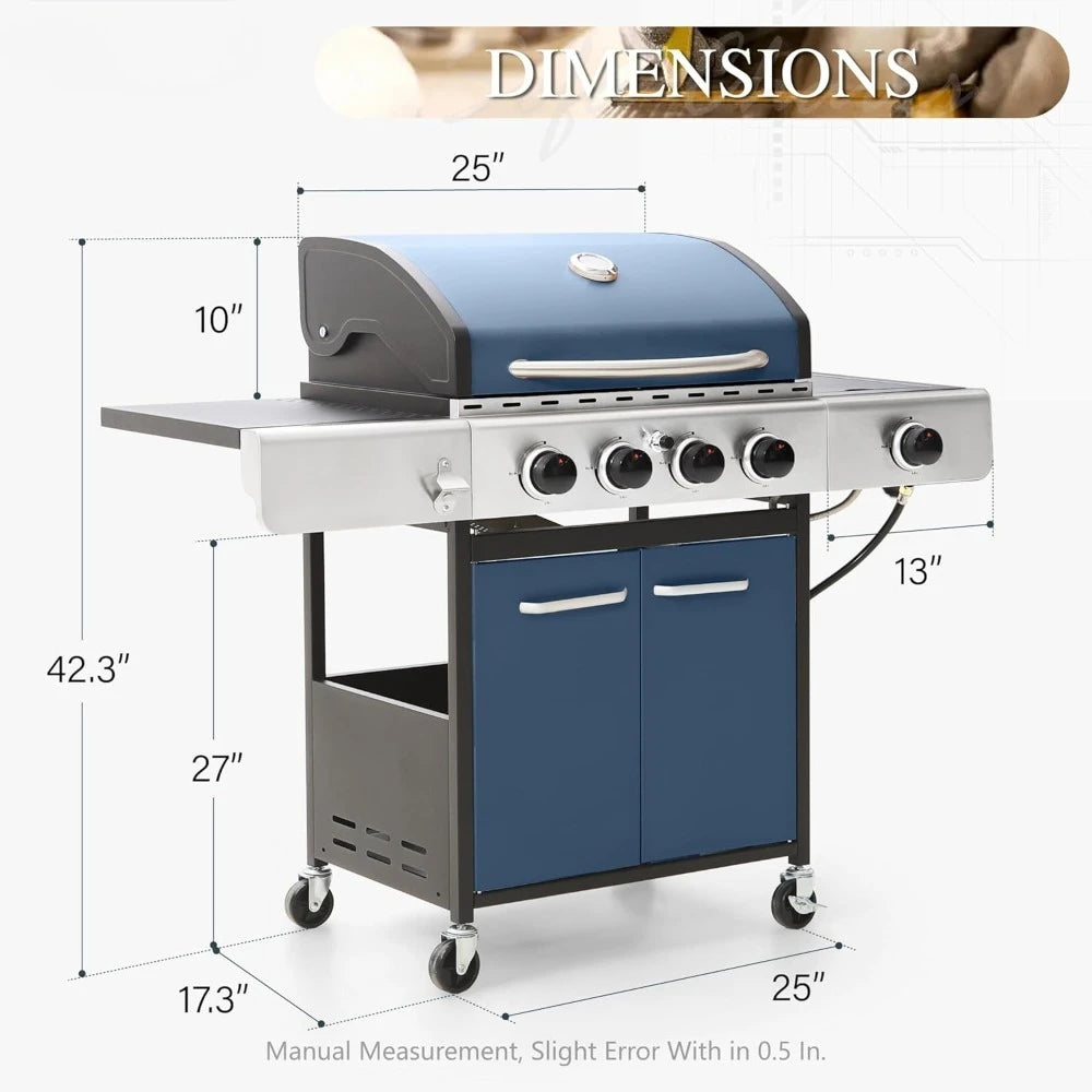 4-Burner Propane Gas BBQ Grill with Side
