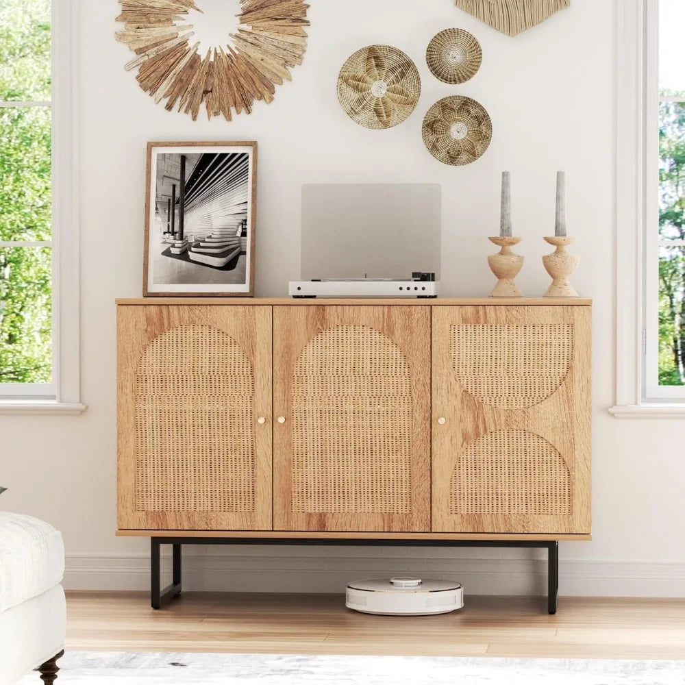 Boho Rattan Sideboard Buffet Cabinet