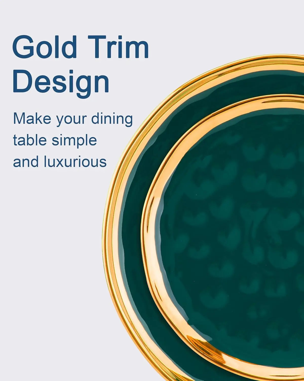 Elegant Green Gold Porcelain Dinnerware Set for 4