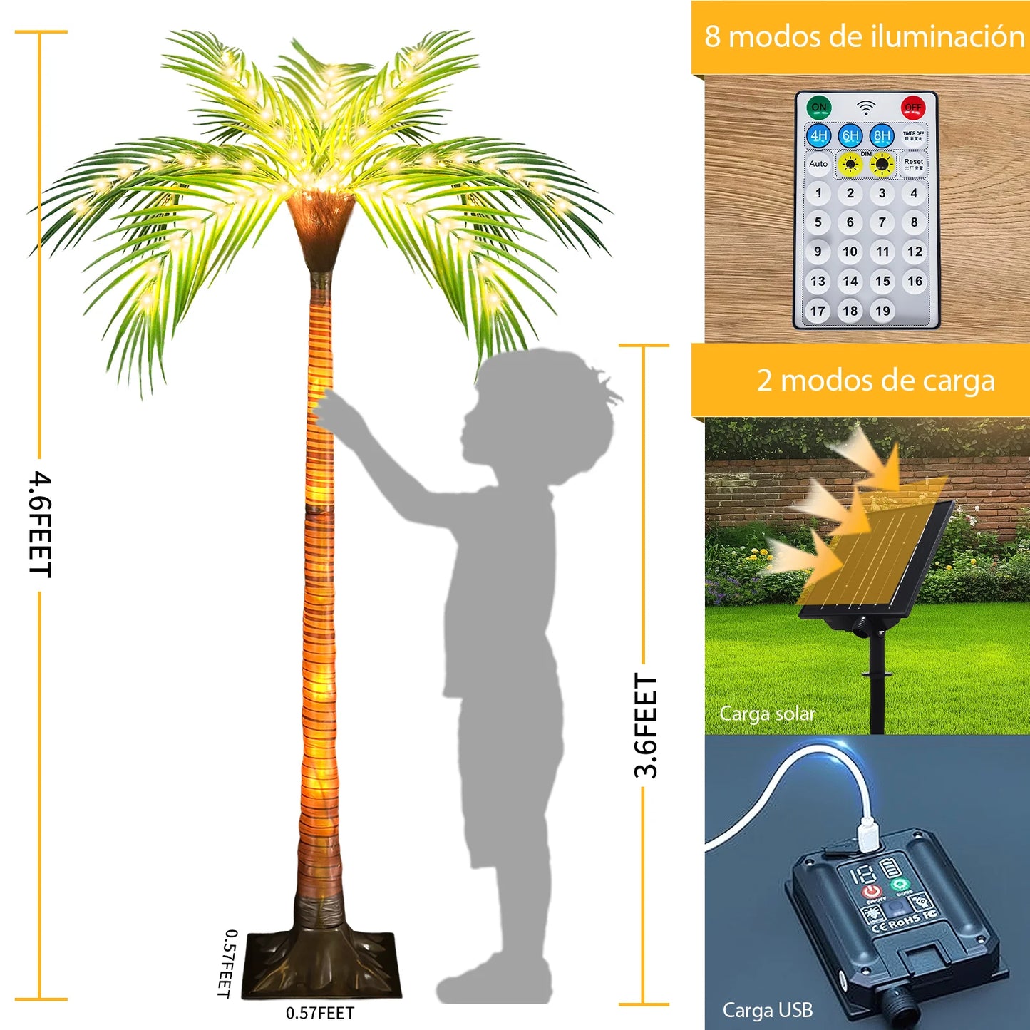 Solar LED Palm Tree Light for Outdoors