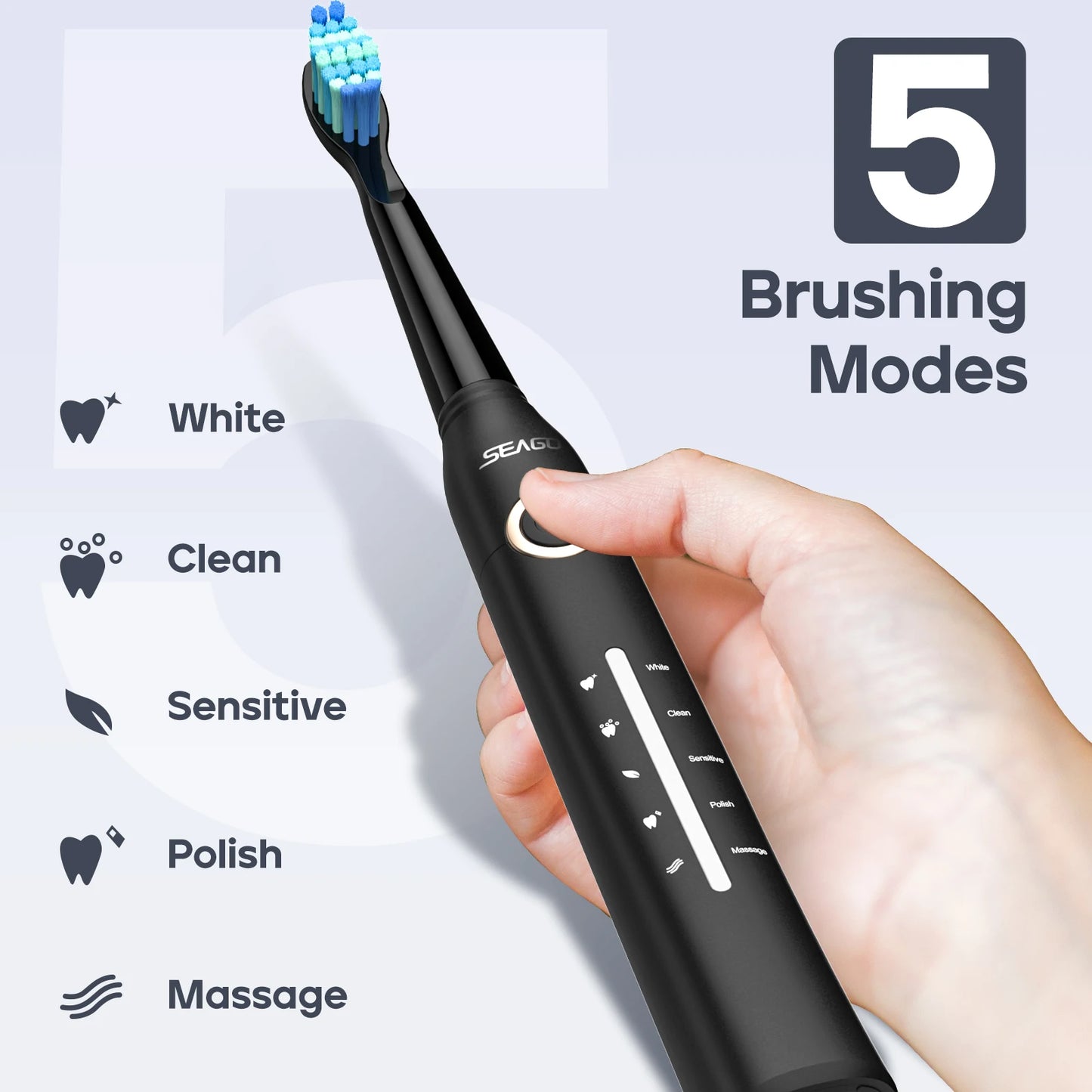 Seago Sonic Electric Toothbrush with 8 Heads