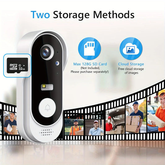 Tuya WiFi Video Doorbell 1080P HD 2-Way Audio Motion Detection SD Cloud Storage Easy Setup Live Alerts Outdoor Security