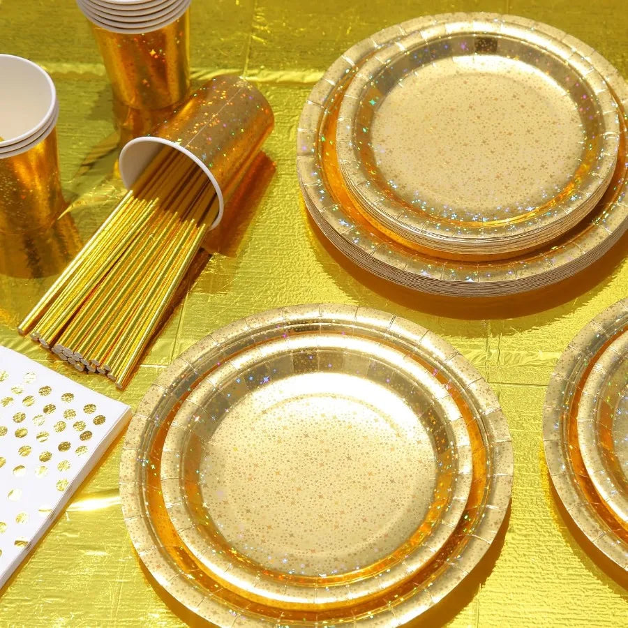 Sparkling Star 201-Piece Gold Party Tableware