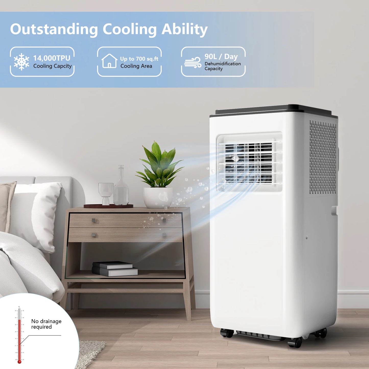 8000 BTU Portable Air Conditioner with Dehumidifier