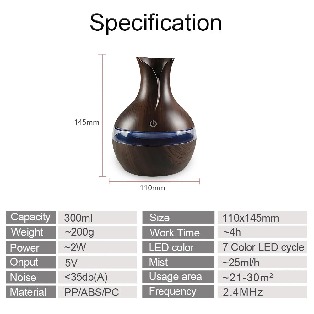 USB LED Aromatherapy Cool Mist Humidifier