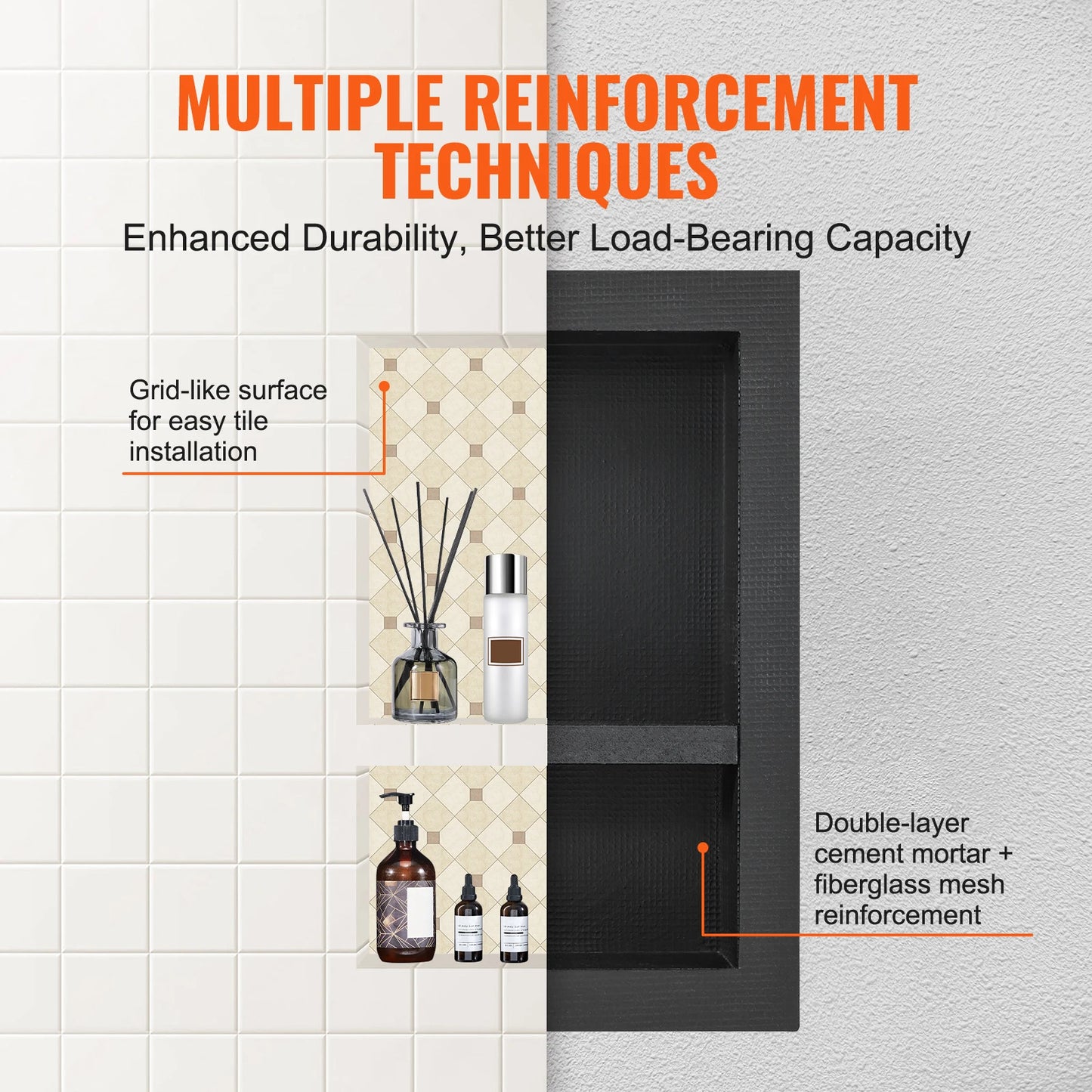 Shower Niche Organizer Ready for Tile