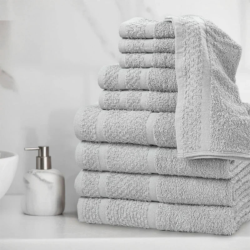 Luxury 10-Piece Ultra Soft Grey Towel Set
