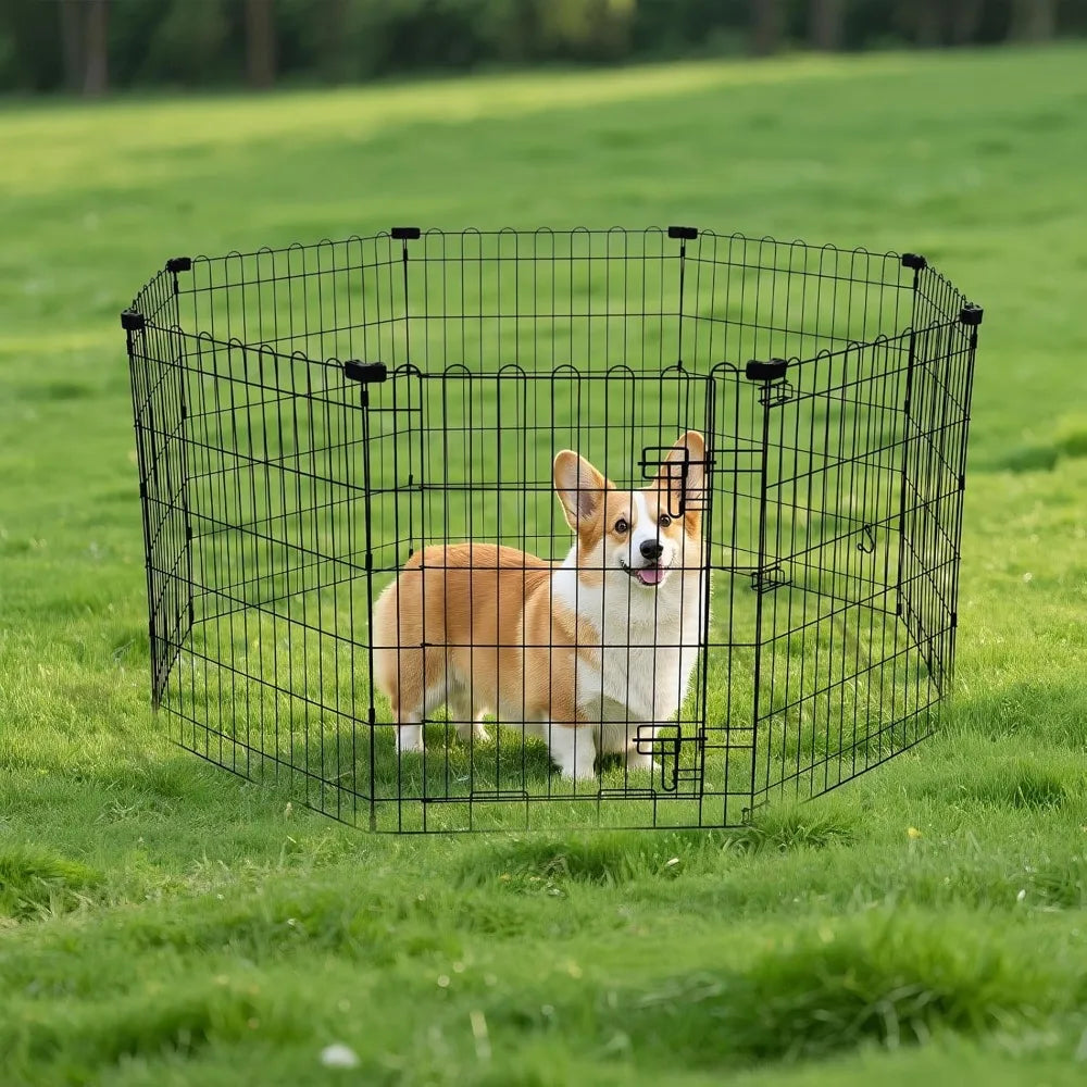 Foldable Metal Dog Playpen Indoor Outdoor Enclosure