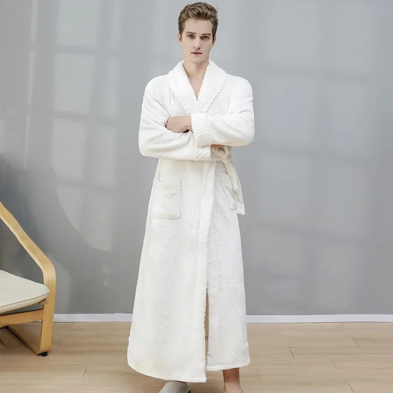 Plush Coral Velvet Unisex Winter Bathrobe Pajamas