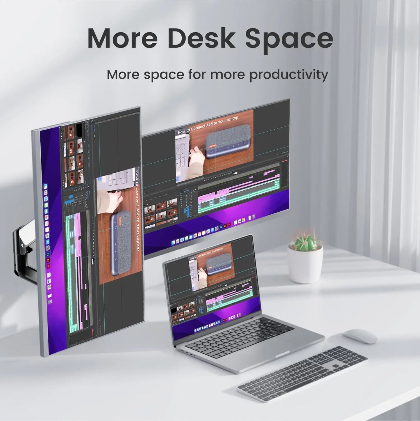 Dual Monitor Arm Mount Adjustable Desk Stand