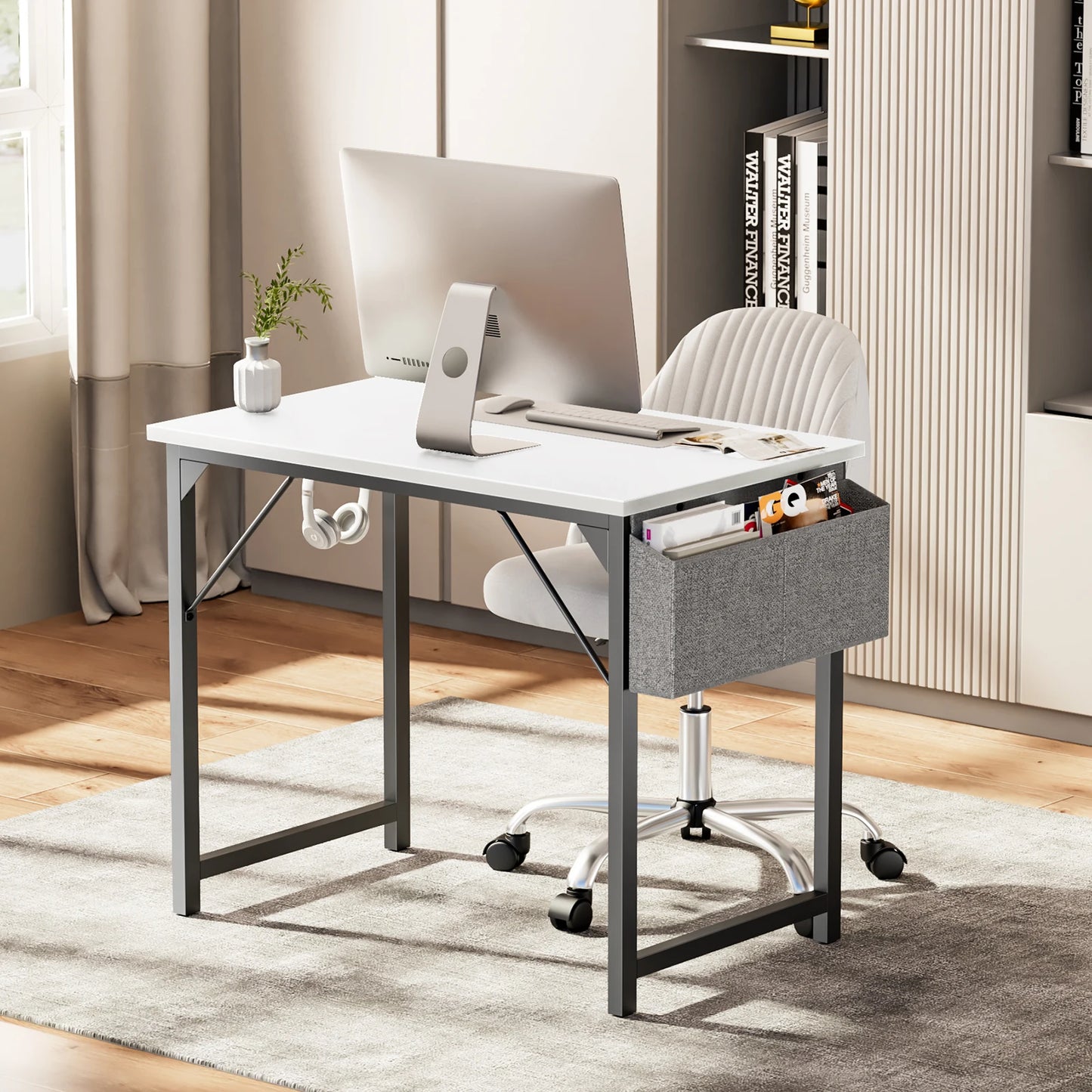 Modern Computer Desk with Headphone Hook