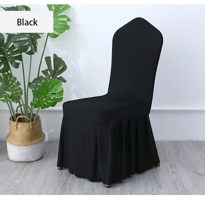 50/100PCS White Spandex Pleated Chair Covers – Stretch Seat Covers for Weddings, Banquets, Hotels, Parties & Event Decorations